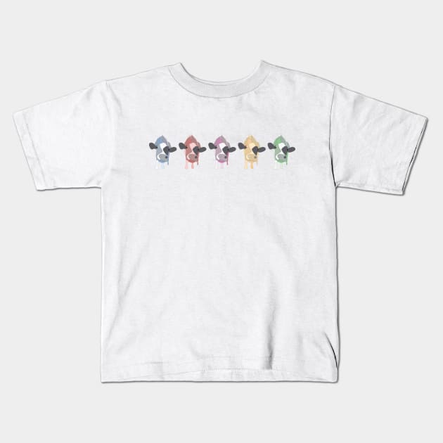 Colorful cows in a line Kids T-Shirt by Window House